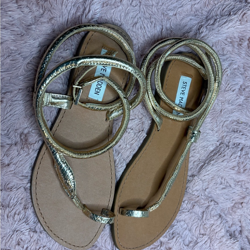 Steve Madden Gold Flat Sandals